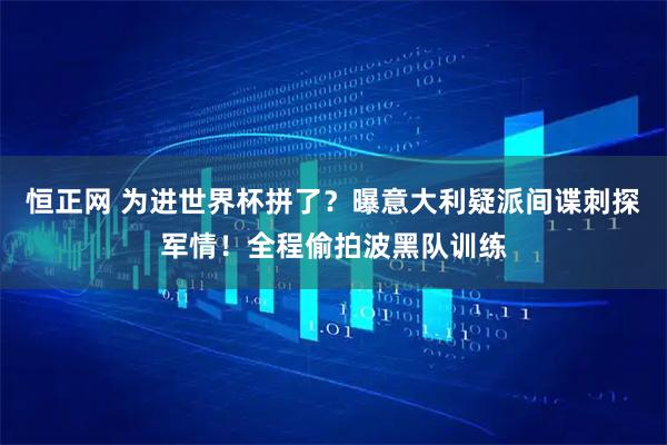 恒正网 为进世界杯拼了？曝意大利疑派间谍刺探军情！全程偷拍波黑队训练