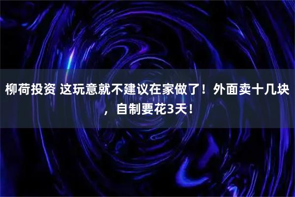 柳荷投资 这玩意就不建议在家做了!外面卖十几块,自制要花3天!